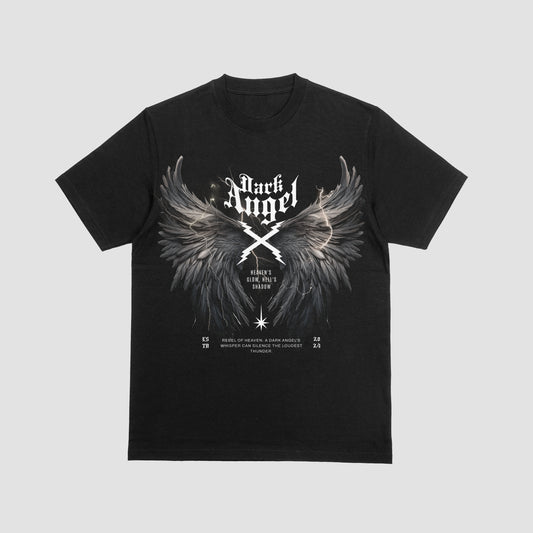Dark Angel – Gothic Wing & Lightning Graphic Tee
