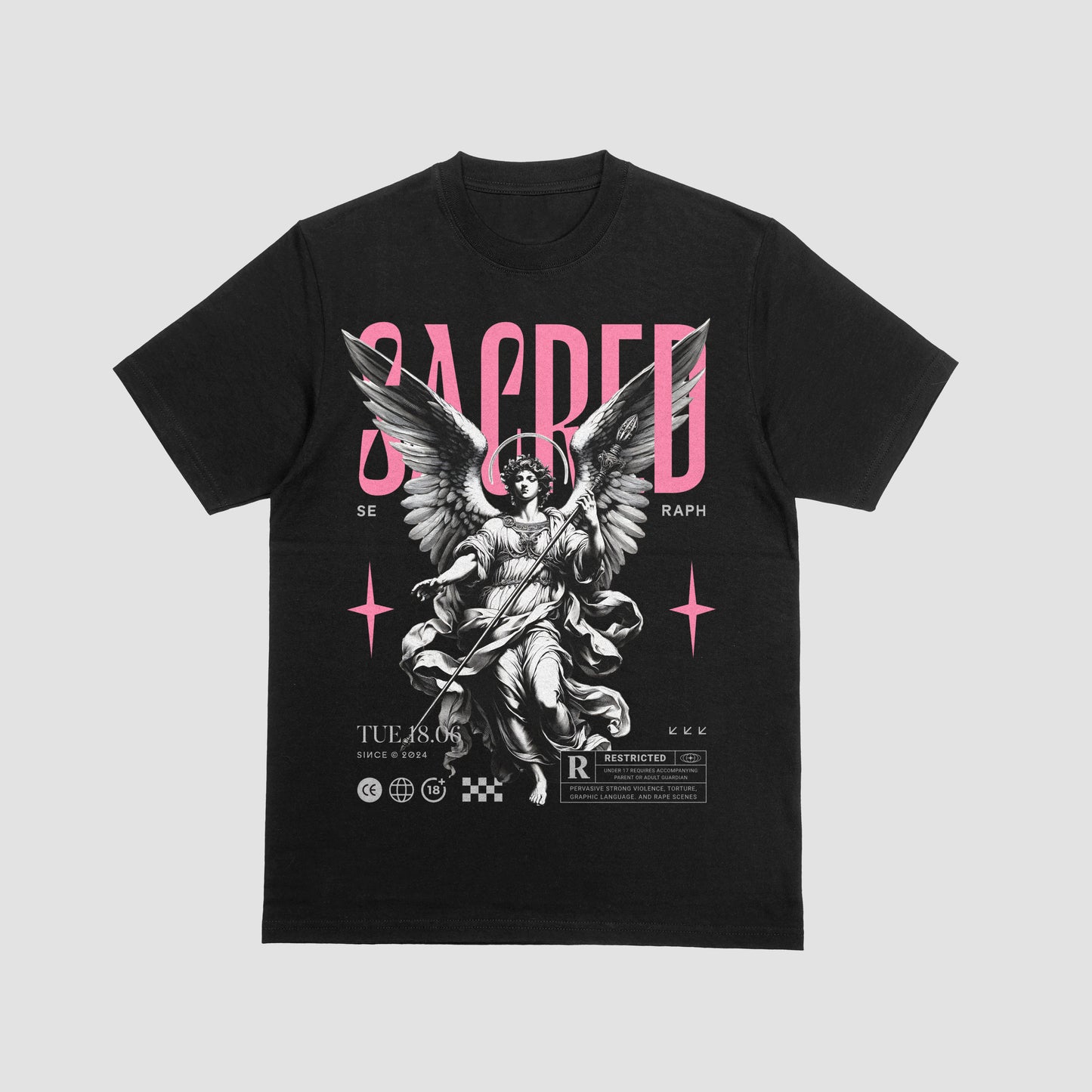 “Sacred Seraph” Angelic Graphic Tee – Divine Rebellion Edition