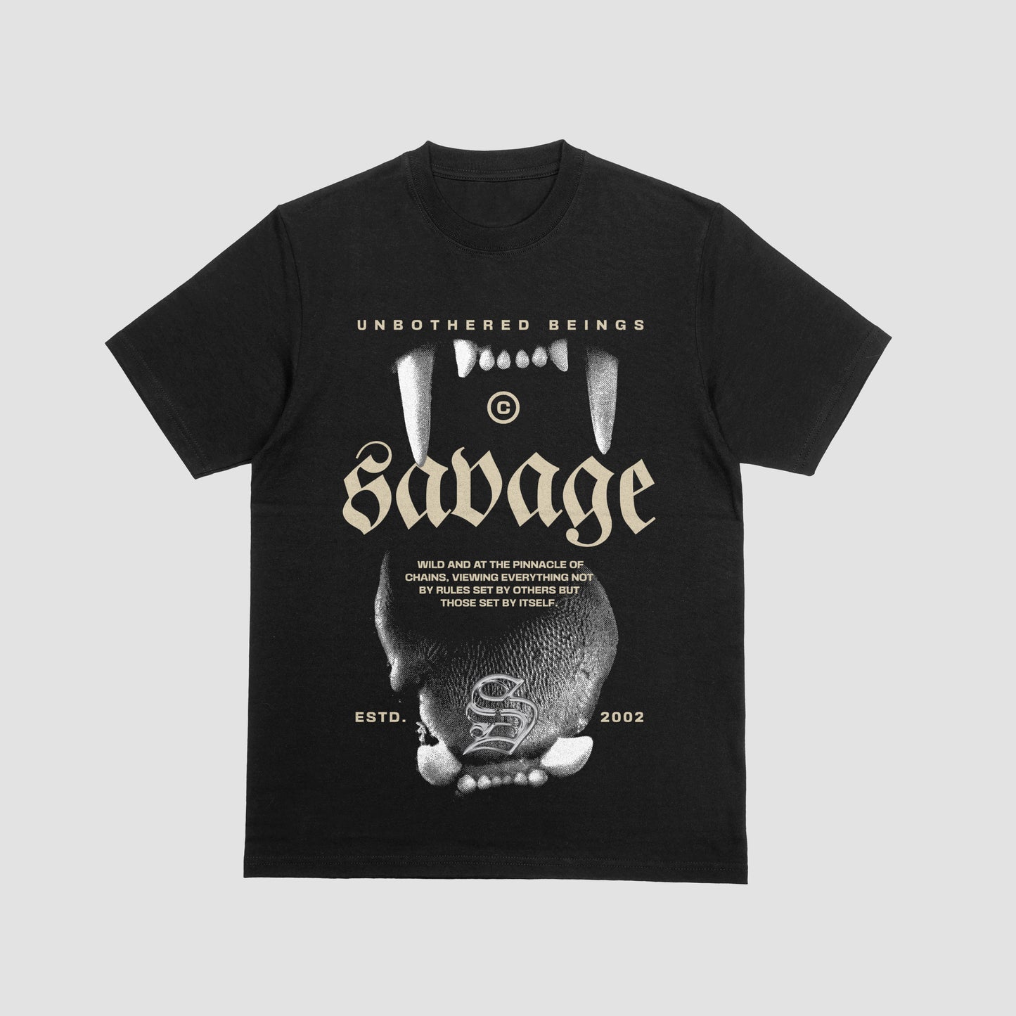 Savage Fang Streetwear Tee – Unbothered Beings Edition (Black)