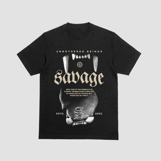 Savage Fang Streetwear Tee – Unbothered Beings Edition (Black)