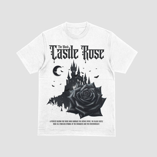"The Black Castle Rose" Gothic Tee – Enchanted Bloom Edition