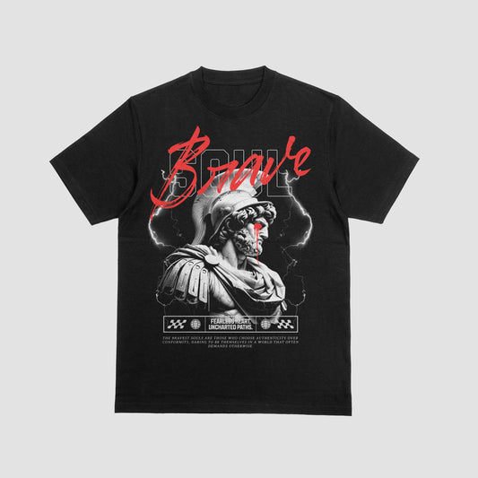 “Brave” Lightning Statue Tee – Fearless Heart Edition
