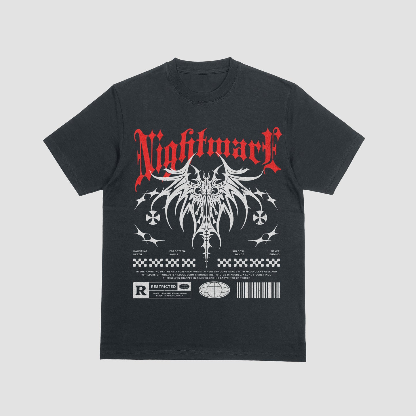 "Nightmark" Tribal Horror Tee – Restricted Reality Edition