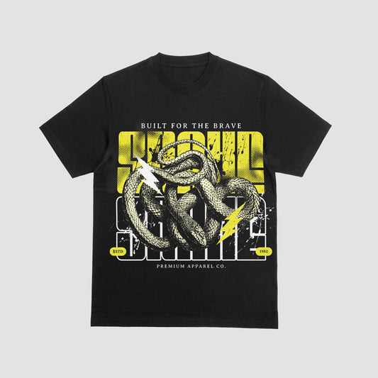 "Built for the Brave" Coiled Snake Graphic Tee – Vintage Thunder Edition